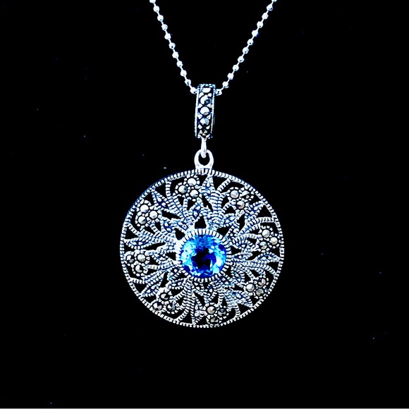 Jewelry - $74  Designer Estate Pendant and Chain   Sterling Silver  Marked NF 925